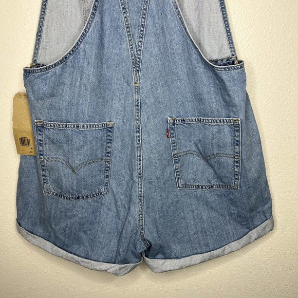 Levi's Vintage Shortalls Relaxed Fit Light Blue Denim Jean Short Overalls XL NWT - Picture 16 of 16
